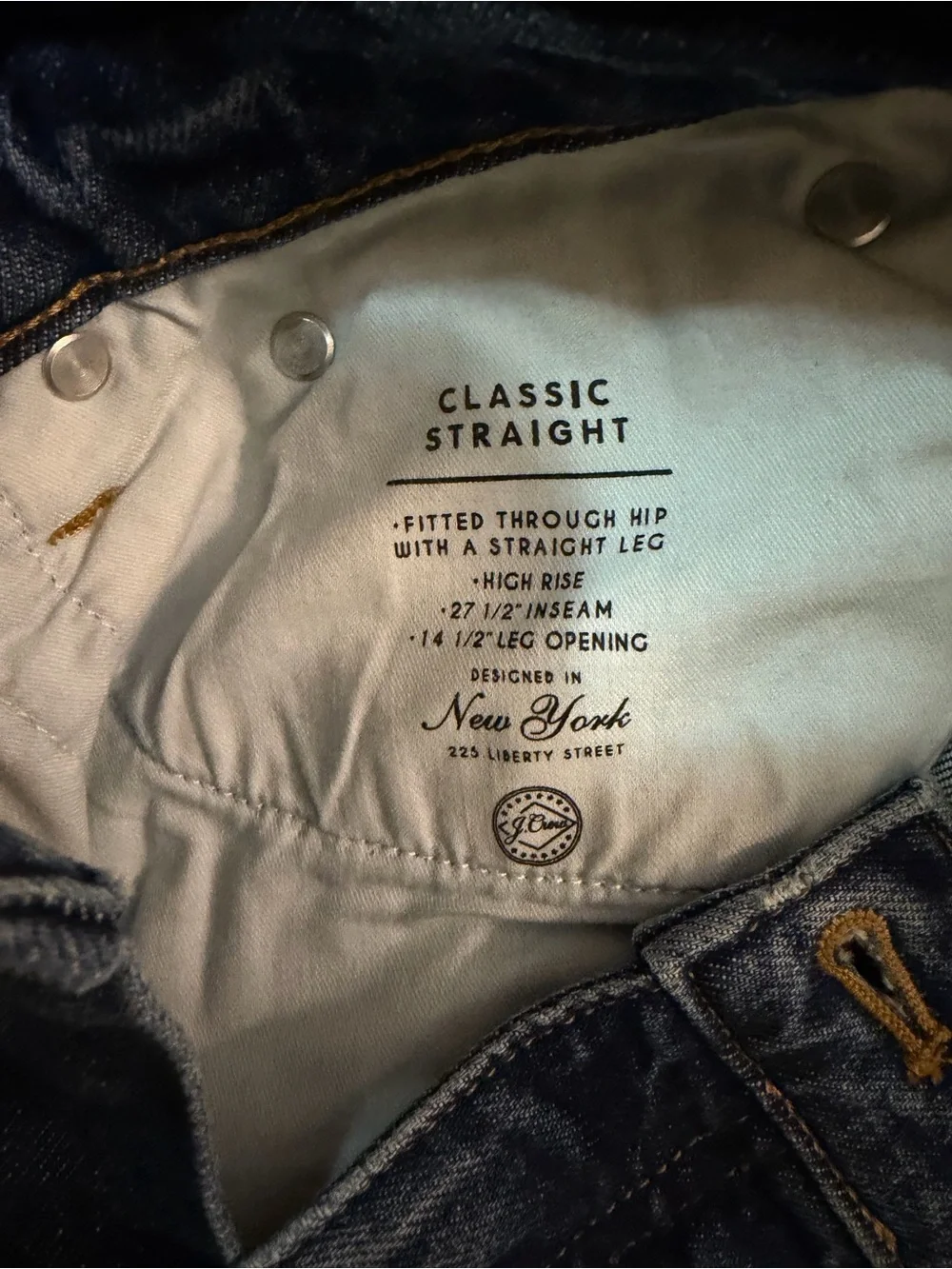 Classic Straight J Crew Ankle Jeans in Blue Denim